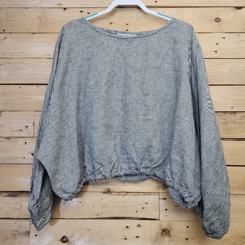 bryn Walker Heathered Gray Cropped Dolman Pullover